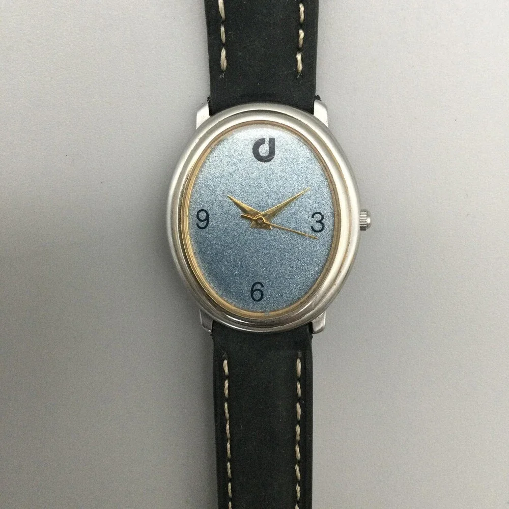 Charles Jourdan Womens Watch 27mm Blue Oval Dial Leather Stainless New Battery